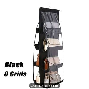 Black Hanging Purse Organizer with 8 Grids